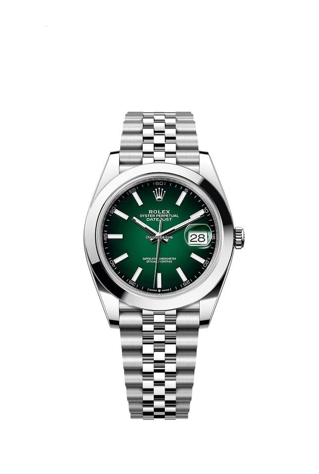 Rolex Steel Datejust 41  - Smooth Bezel - Green Ombré Dial - Jubilee Bracelet - 126300