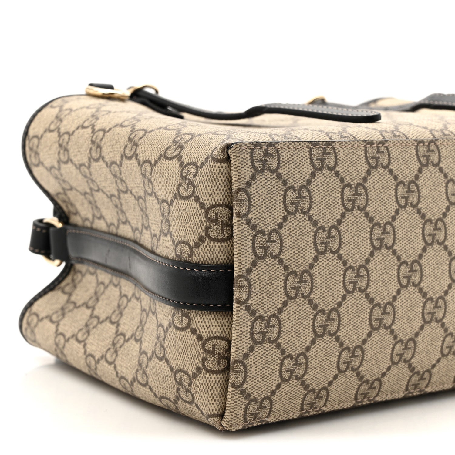 GG Supreme Monogram Emblem Small Tote Bag Beige Black