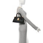 Calfskin Nanogram Embossed Clutch Black