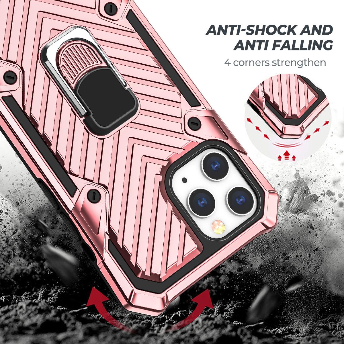 Iphone 12/ Iphone 12 Pro Kickstand Anti-Shock And Anti Falling Case In Rose Gold