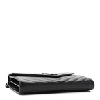 Grain De Poudre Matelasse Chevron Monogram Monochrome Chain Wallet Black