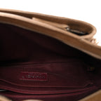 Glazed Calfskin Quilted Coco Pleats Chain Clutch Brown