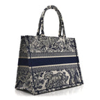 Canvas Embroidered Medium Dioriviera Toile De Jouy Book Tote Blue