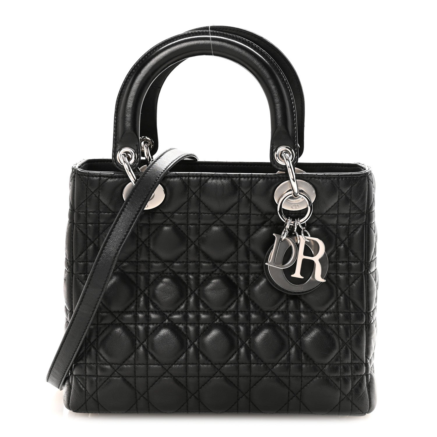 Lambskin Cannage Medium Lady Dior Black