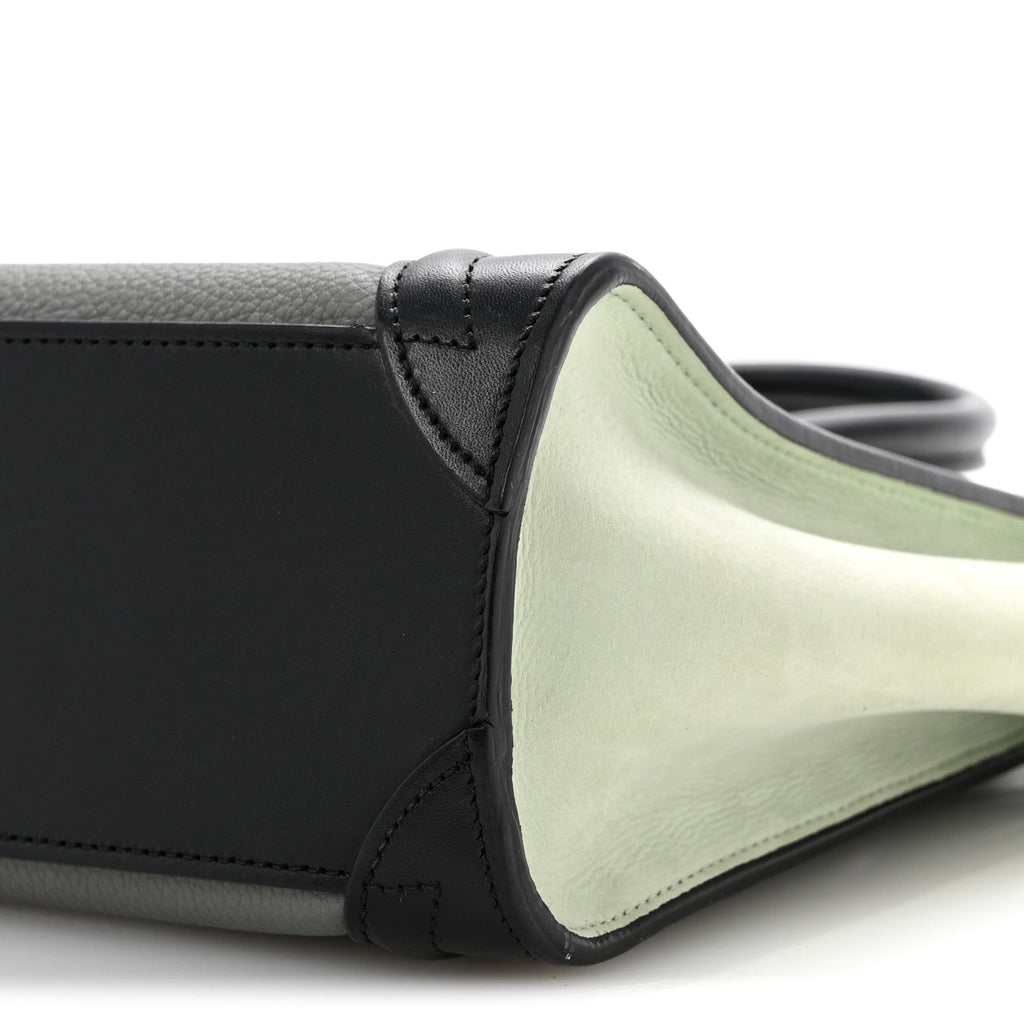 Baby Grained Calfskin Nano Tri-Color Luggage Zinc Almond