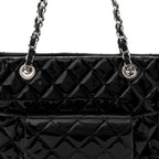 Patent Quilted Large Coco Shine Shopping Tote Black