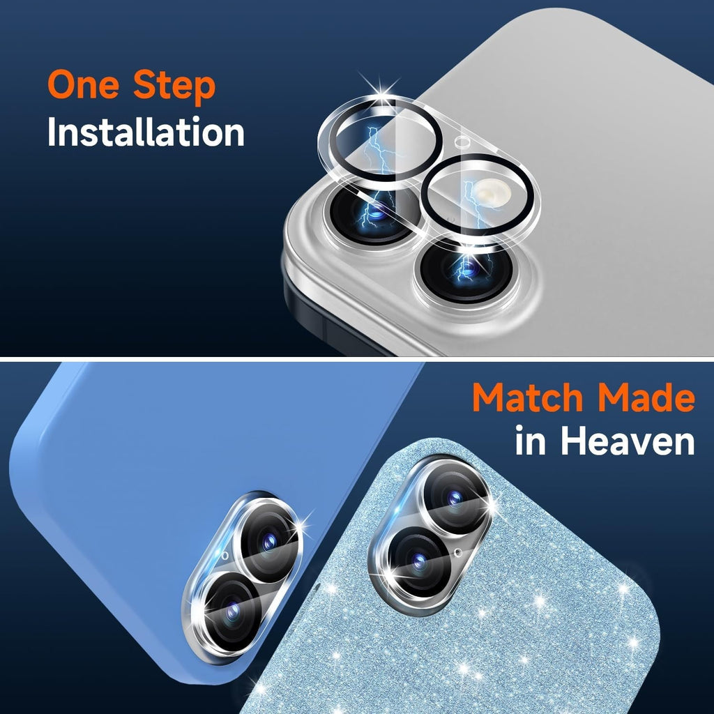 Entronix Clear Camera Lens Protector Compatible with iPhone 16 Plus - 2-Piece Combo