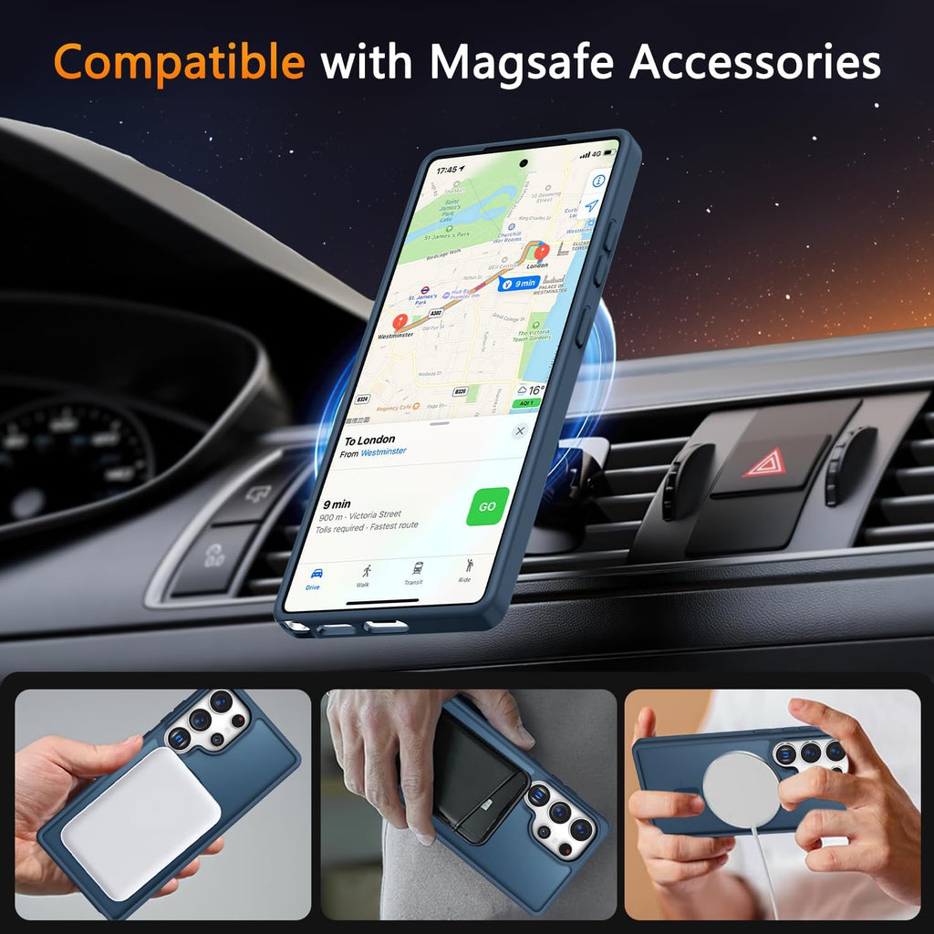 Entronix Bundle Compatible with Galaxy S24 Ultra - [Magnetic] Translucent Matte Case & 1 Clear Screen Protector