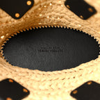 Raffia Calfskin Small Arco Basket Black