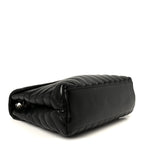 Calfskin Y Quilted Monogram Medium Loulou Chain Satchel Black