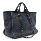 Lurex Canvas Medium Deauville Tote Navy Blue