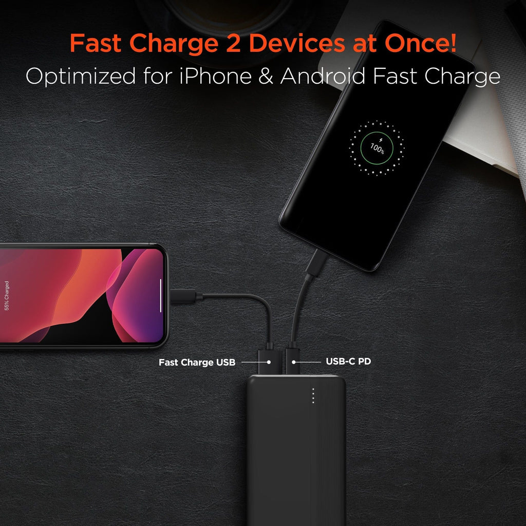 10000mAh 20W PD + USB Power Bank Black