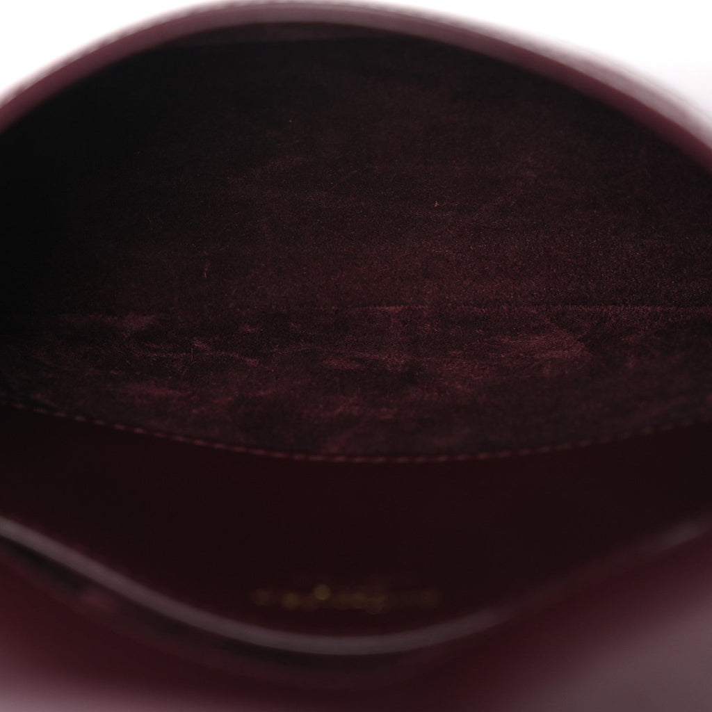 Patent Calfskin Mini Voltaire Top Handle Bag Dark Wine