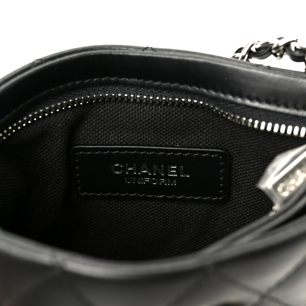 Lambskin Quilted Uniform Crossbody Bag Black