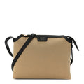 Canvas Calfskin Medium Lina Crossbody Bag Black Honey