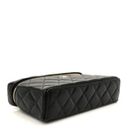 Caviar Quilted Top Handle Slim Vanity With Chain Black