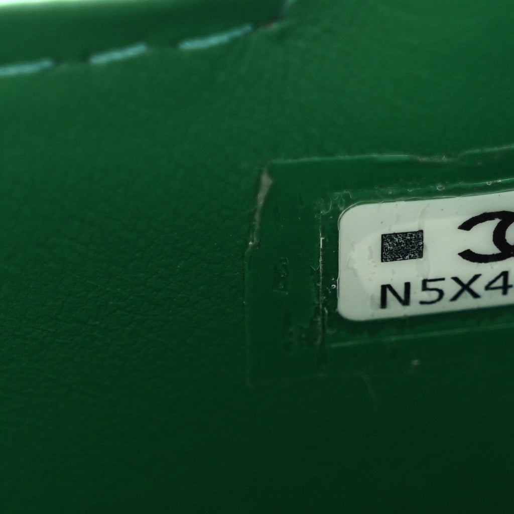 Shiny Aged Calfskin Quilted Mini Nano Kelly Shopper Green