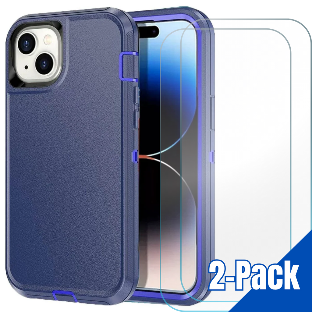 Entronix Bundle Compatible with iPhone 15 Plus - Heavy Duty Case & 2 Clear Screen Protectors