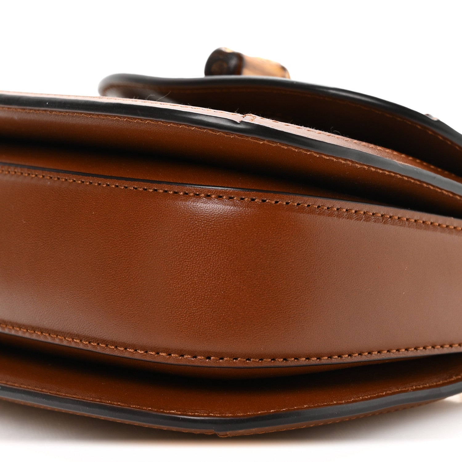 New Canvas Charisma Calfskin Crystal GG Monogram Small Bamboo 1947 Top Handle Bag Camel Ebony