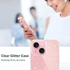 Entronix Case Compatible with iPhone 15 - [Hard Back] Glitter Clear