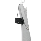 Patent Quilted Medium Double Flap Black