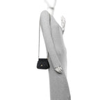 Patent Quilted Frame Clutch Flap With Chain Black