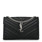 Grain De Poudre Matelasse Chevron Monogram Chain Wallet  Black