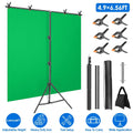 5×6.5FT T-Shape Photo Video Backdrop Stand Heavy Duty Background Stand Adjustable Photography Backdrop Stand with 6 Spring Clamps Sandbag Carry Bag for Studio Party Wedding