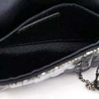 Sequin Paillettes Shiny Nappa Sex and the City Nano Maxi Buckle Baguette Charm Blue