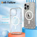Entronix [Magnetic] Case Compatible with iPhone 16 Pro - [Hard Back] Glitter Clear