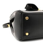 Satinated Calfskin Small 16 Top Handle Bag Black