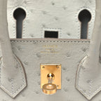 Ostrich Birkin Sellier 25 Gris Perle