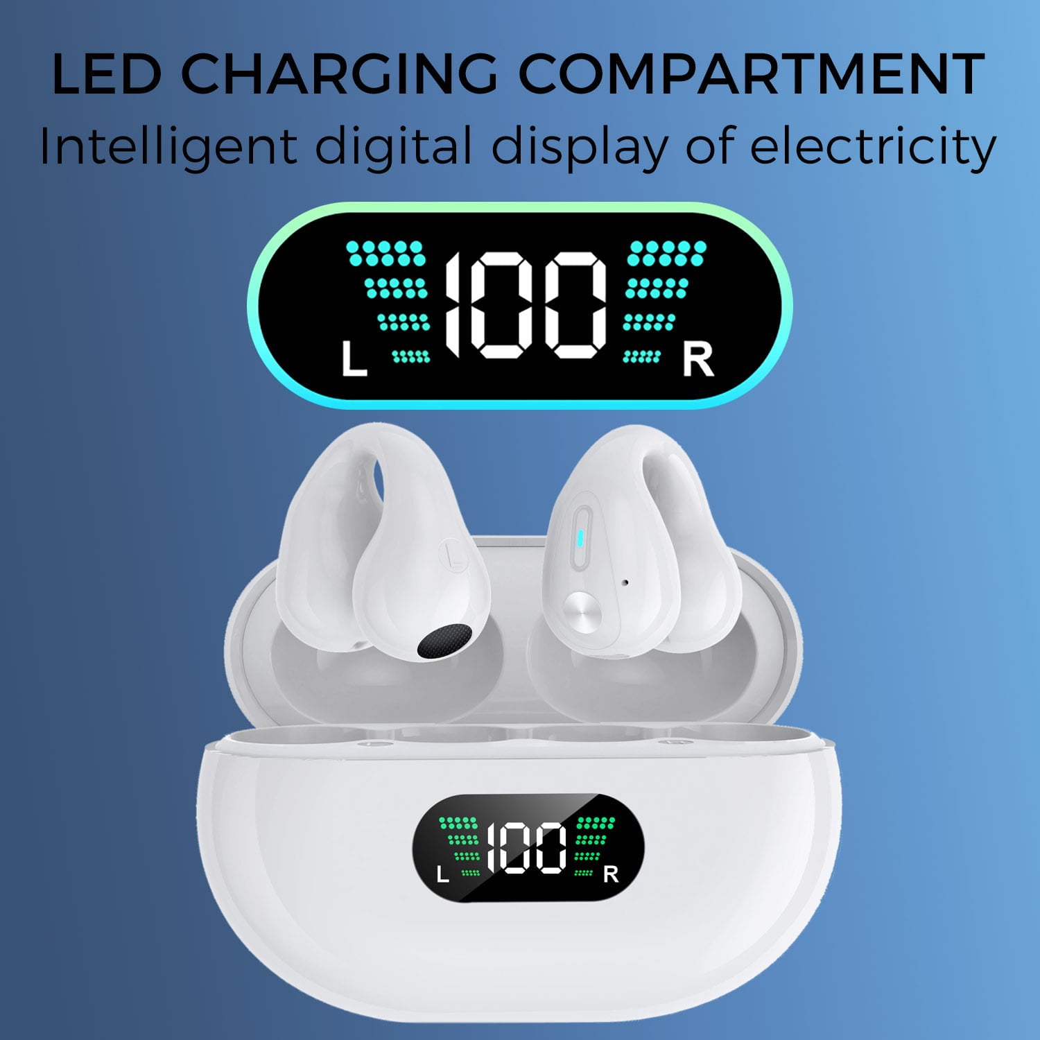 Clip-On/Open Ear-Buds-Comfortable, Bluetooth 5.3, 350mAh/18Hr Playtime