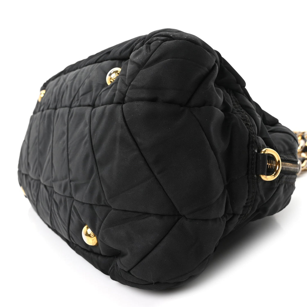 Tessuto Nylon Chevron Catena Bag Black