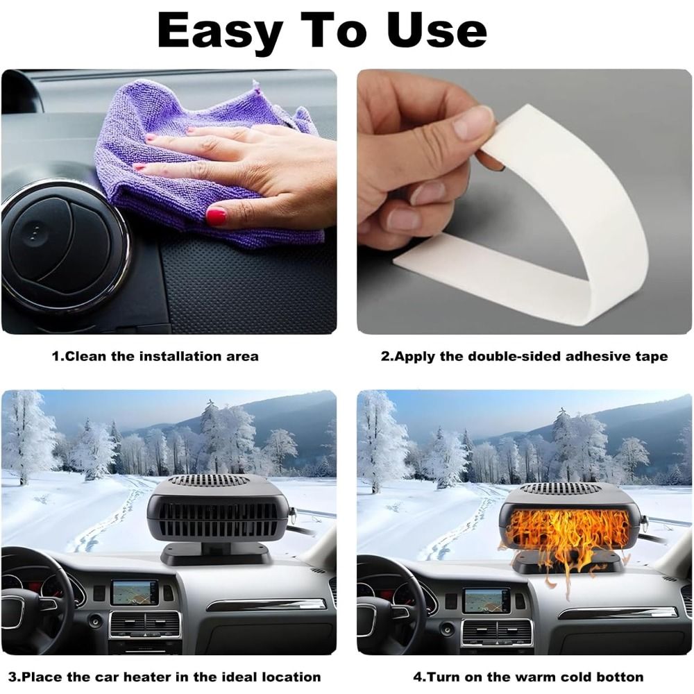 2pcs car heaters, 150W 12V portable car heater, insertable cigarette lighter, 360 ° rotatable 2-in-1 quick heating and cooling mode
