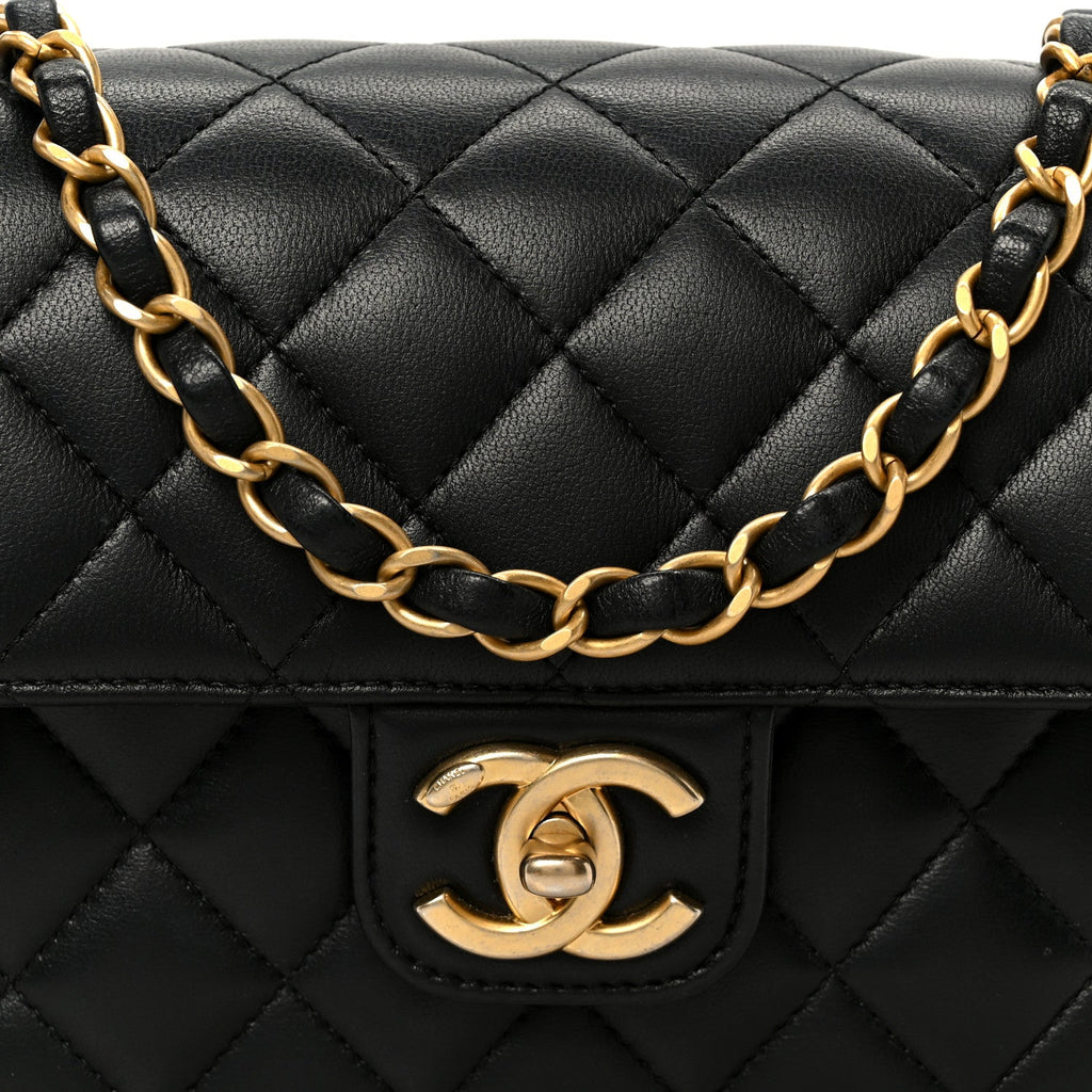 Lambskin Quilted Casino Chips Small Flap Black