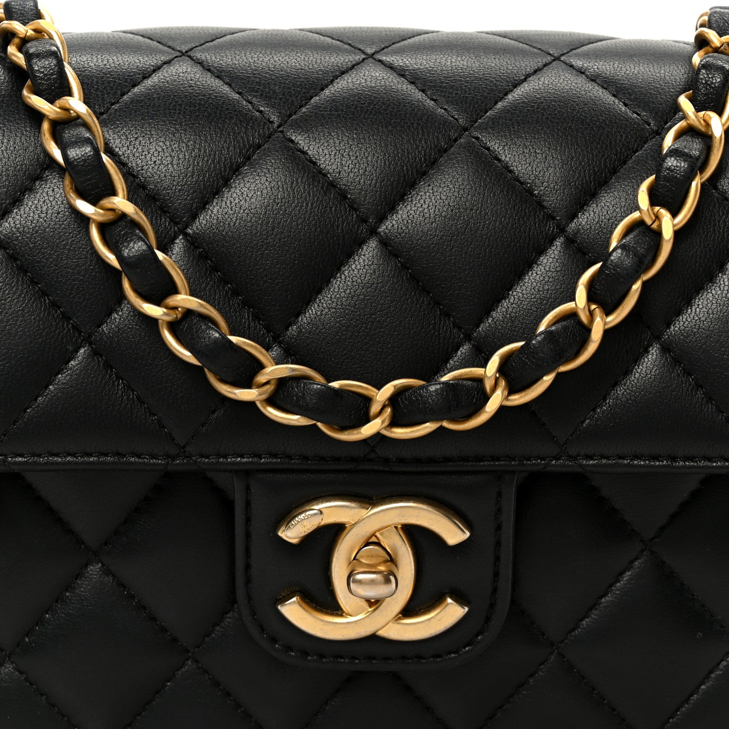 Lambskin Quilted Casino Chips Small Flap Black