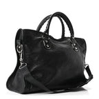Chevre Silver Metallic Edge Hardware City Black