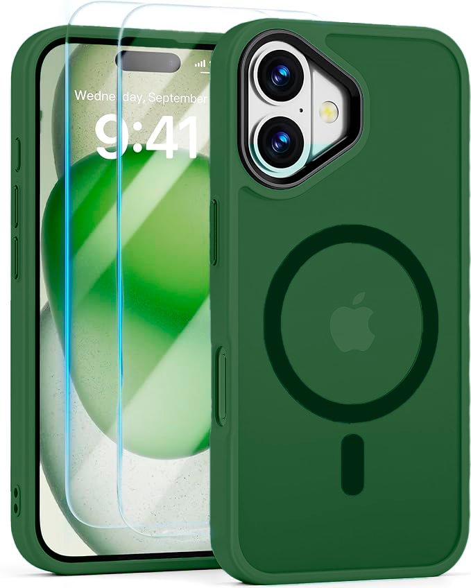 Entronix Bundle Compatible with iPhone 16 - [Magnetic] Translucent Matte Case & 2 Clear Screen Protectors