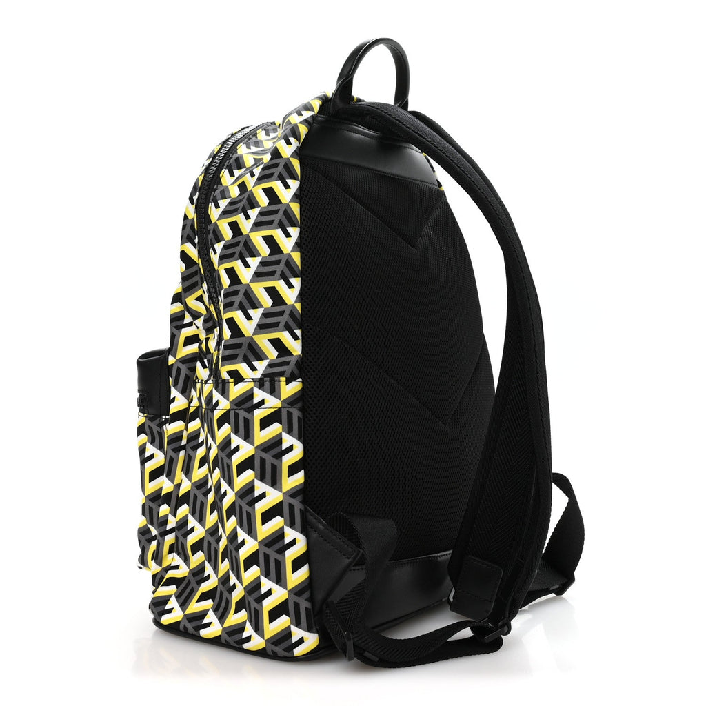 Cubic Monogram Medium Backpack Black Yellow
