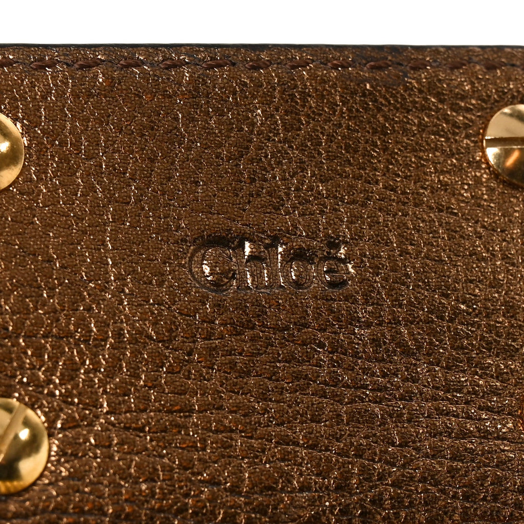 Metallic Calfskin Small Paddington Satchel Golden Brown