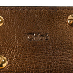Metallic Calfskin Small Paddington Satchel Golden Brown