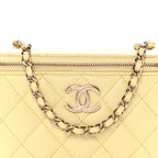 Lambskin Quilted Small Vanity Case With Chain Light Yellow