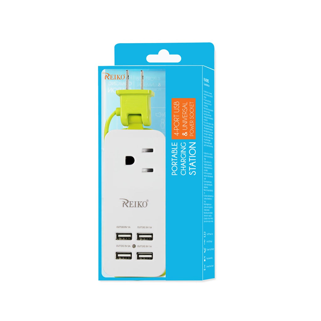 Reiko 4.1 Amp 4 Usb Home Wall Charging Station In Green
