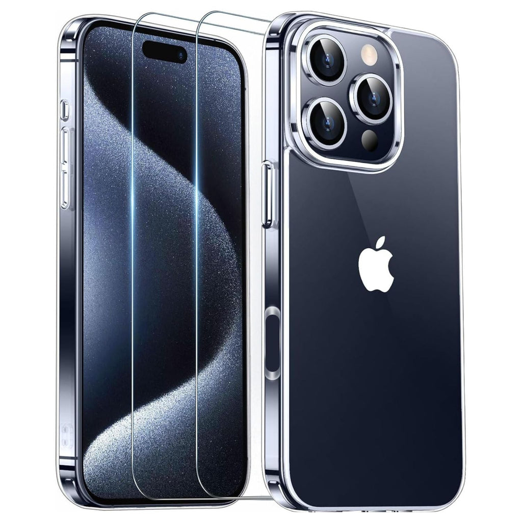 Entronix Bundle Compatible with iPhone 16 Pro - [Hard] Clear Case & 2 Clear Clear Screen Protectors
