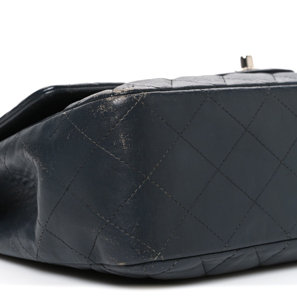Lambskin Quilted Jumbo Single Flap Grey