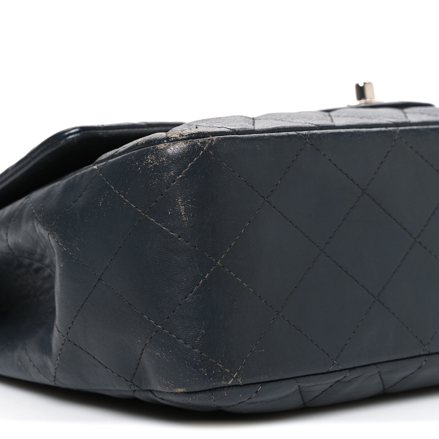 Lambskin Quilted Jumbo Single Flap Grey
