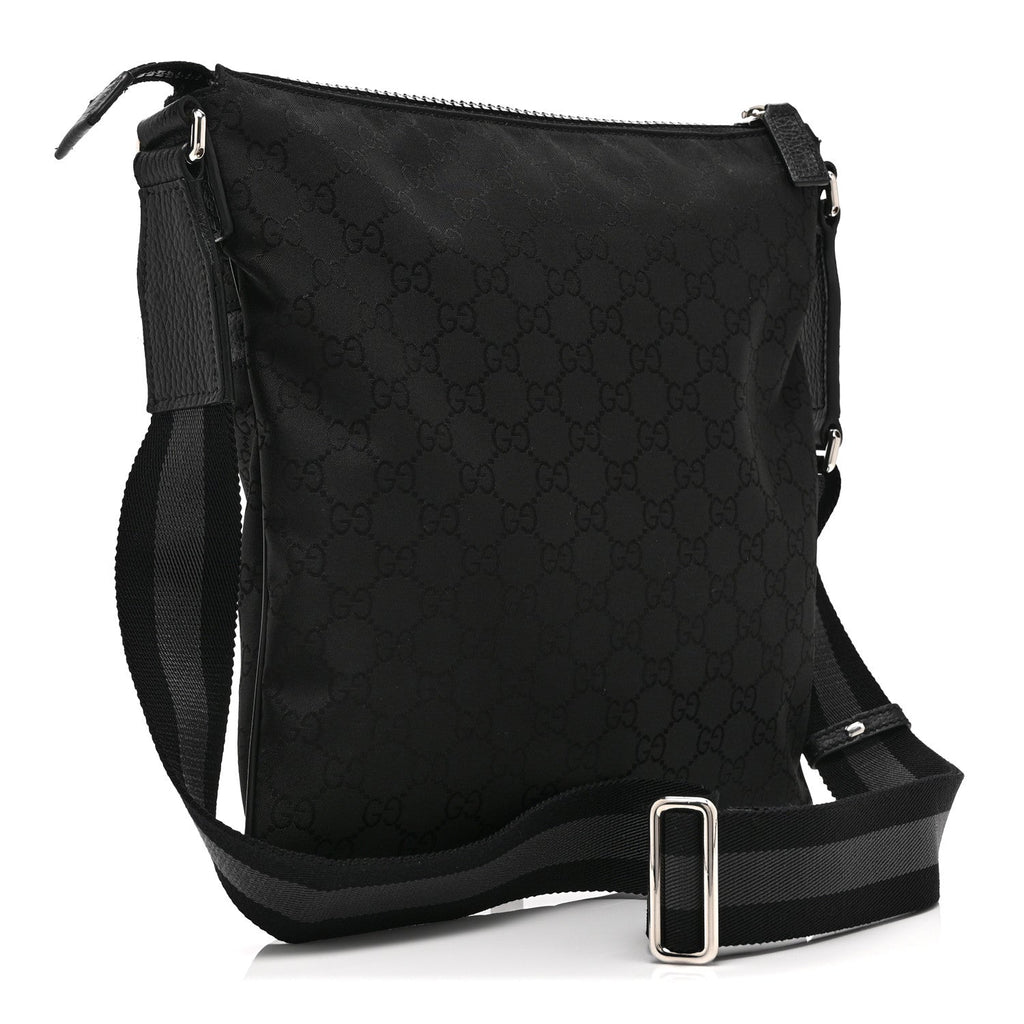 Nylon Monogram Small Flat Messenger Bag Black