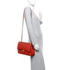 Pearly Caviar Quilted Jumbo Double Flap Orange