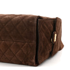 Suede Quilted Medium Chanel 25 Handbag Dark Brown